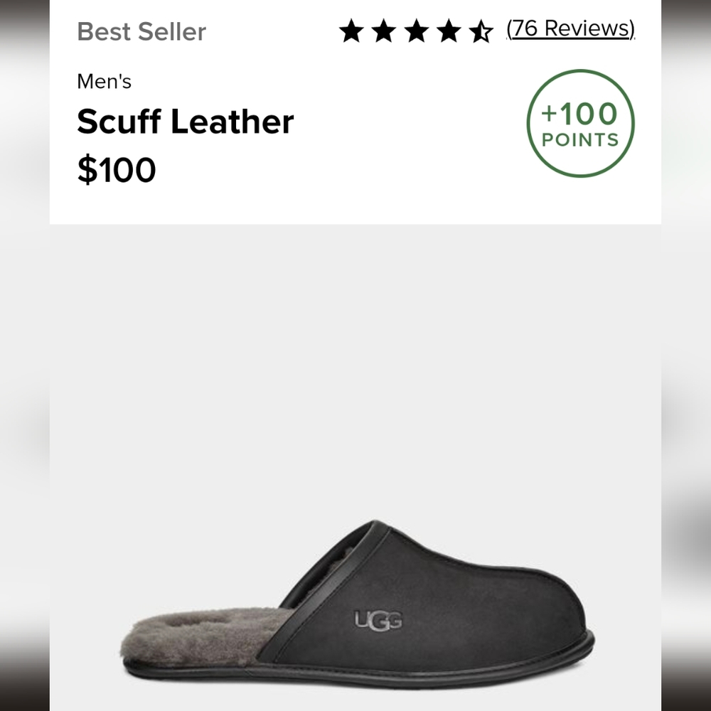 NWT UGG mens scuff leather slipper